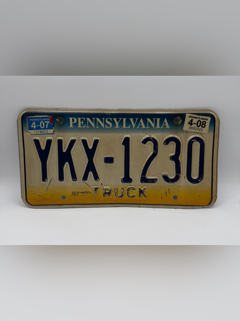 Pennsylvania Vintage Truck License Plate - Blue & Yellow